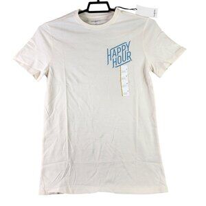 Mens Goodfellow Beige T Shirt Happy Hour Graphic Short Sleeve Crew Neck Size S